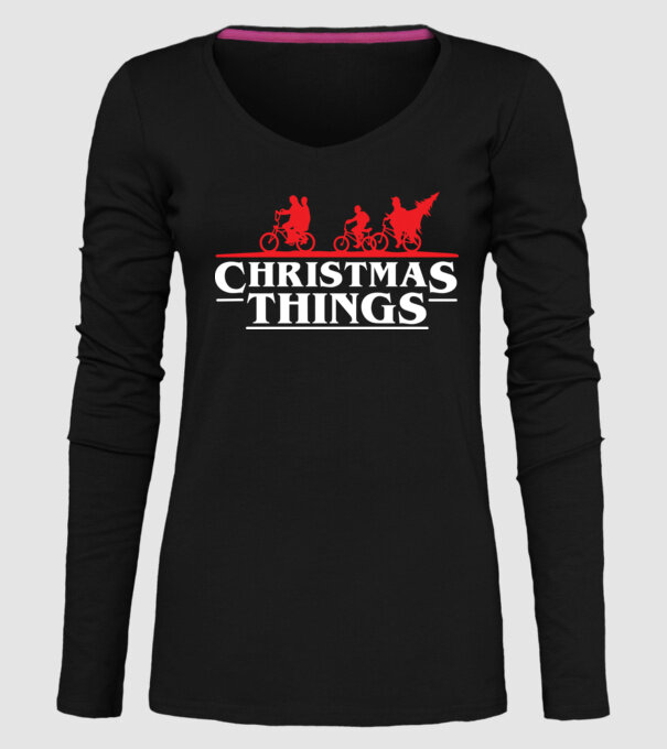 christmas things model negru pe tricou