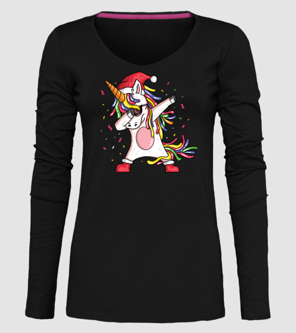Christmas unicorn dab model negru pe tricou