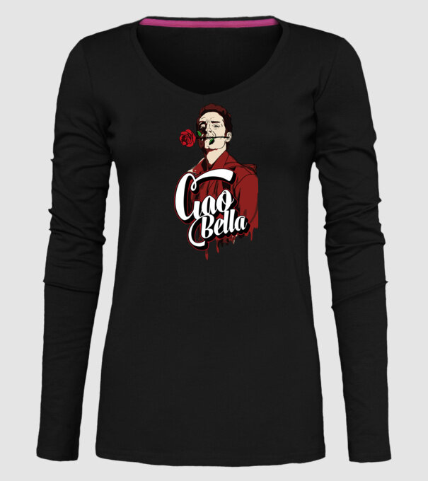 ciao bella berlin rose model negru pe tricou