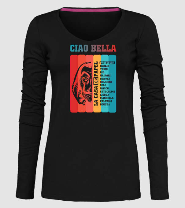 ciao bella retro model negru pe tricou