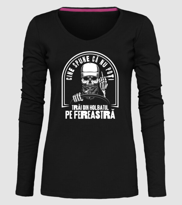 Cine spune că nu poți trăi din holbatul pe fereastră? model negru pe tricou