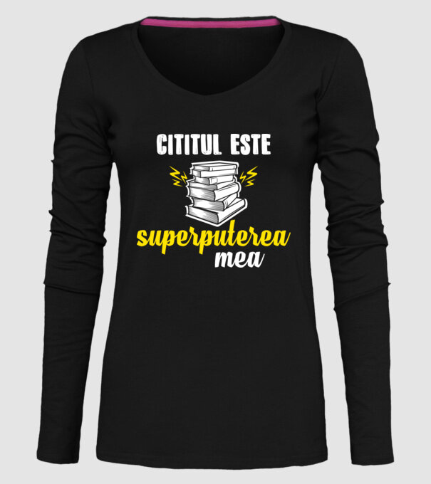 cititul este superputerea mea model negru pe tricou