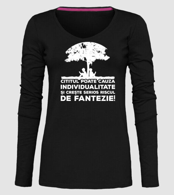 Cititul poate cauza individualitate și crește serios riscul de fantezie! model negru pe tricou