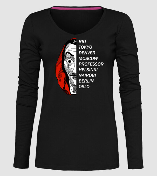 classic logo money heist model negru pe tricou