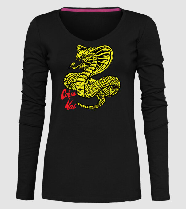 cobra kai logo color model negru pe tricou