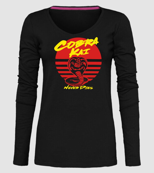 cobra kai sunset logo model negru pe tricou