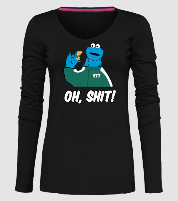 cookie monster squid game parody model negru pe tricou