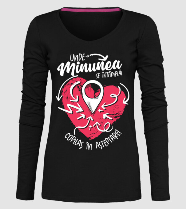 Copilaș în așteptare model negru pe tricou