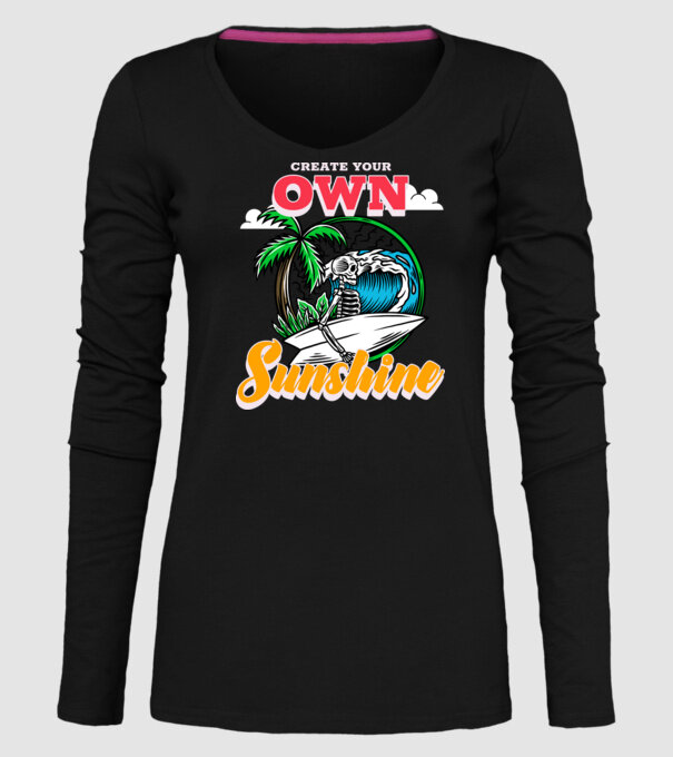 Create your own sunshine surfer skeleton model negru pe tricou