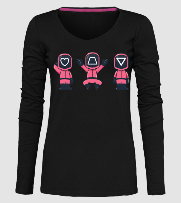cute squid game toys model negru pe tricou
