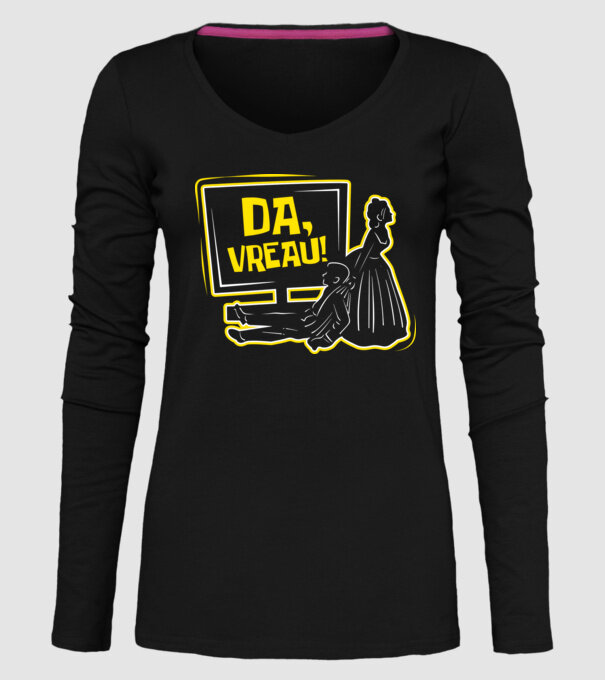 Da, vreau! model negru pe tricou