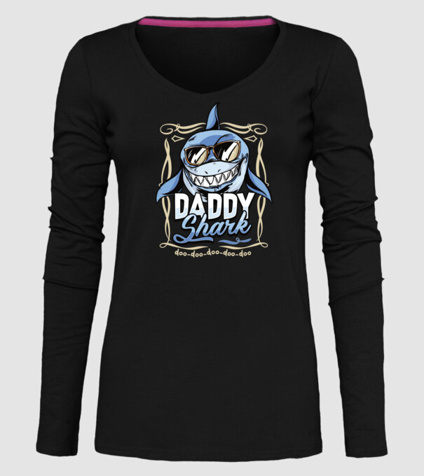 Daddy Shark model negru pe tricou
