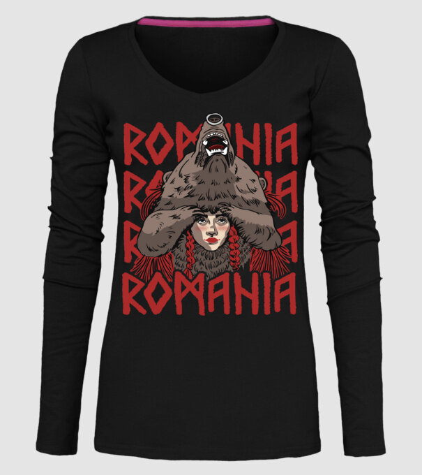 Dansul Ursului romania model negru pe tricou