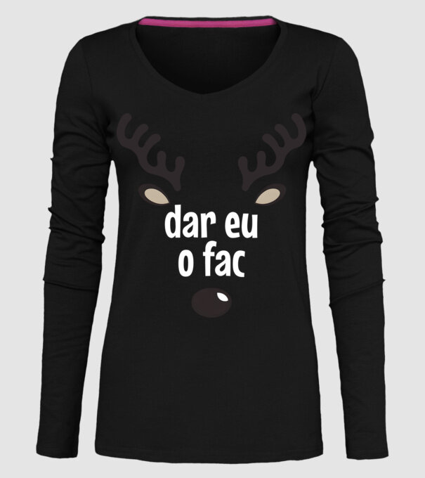 Dar eu o fac crăciun chiar căprioară Negru model negru pe tricou