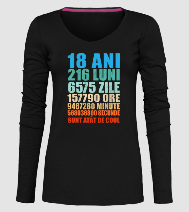 De 18 ani - luni - zile - ore - minute - secunde - sunt atât de cool model negru pe tricou