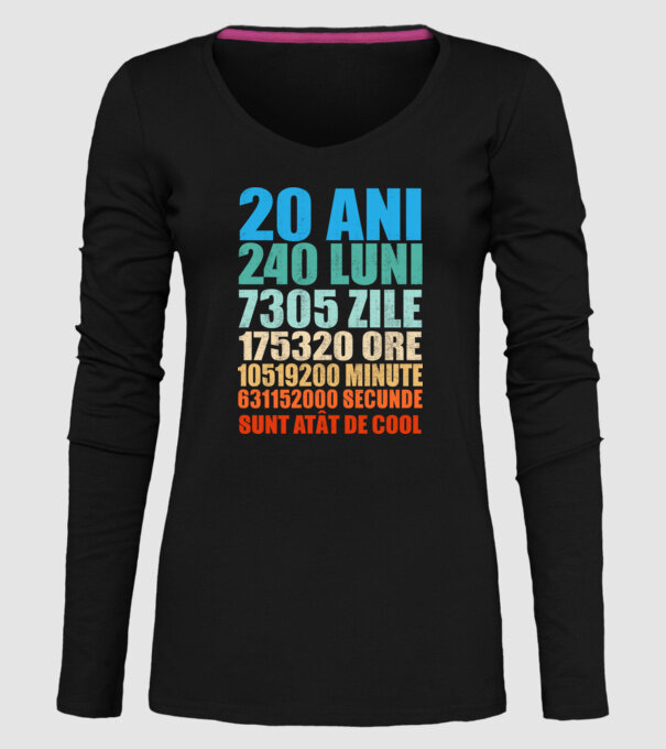 De 20 ani - luni - zile - ore - minute - secunde - sunt atât de cool model negru pe tricou