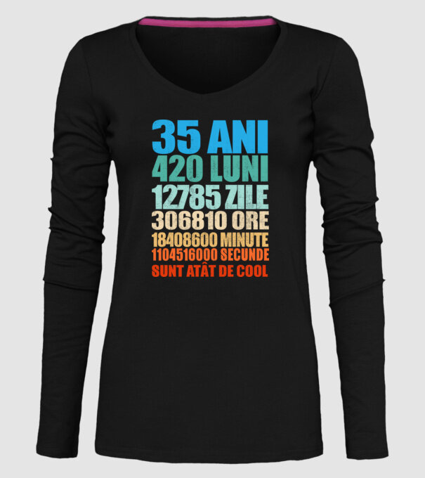 De 35 ani - luni - zile - ore - minute - secunde - sunt atât de cool model negru pe tricou