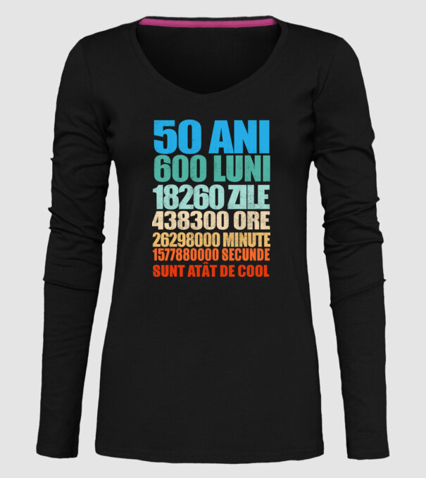 De 50 ani - luni - zile - ore - minute - secunde - sunt atât de cool model negru pe tricou
