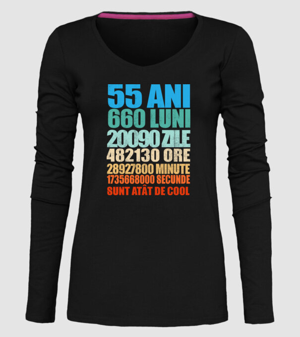 De 55 ani - luni - zile - ore - minute - secunde - sunt atât de cool model negru pe tricou