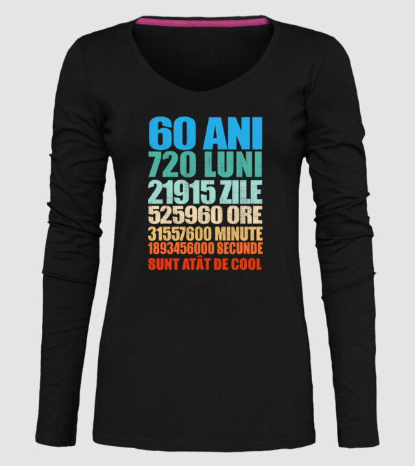 De 60 ani - luni - zile - ore - minute - secunde - sunt atât de cool model negru pe tricou