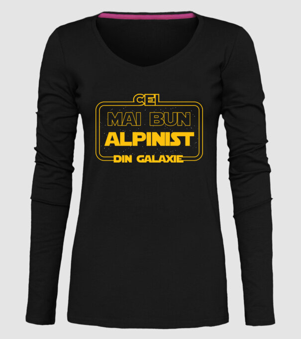 cel mai bun alpinist din galaxie model negru pe tricou