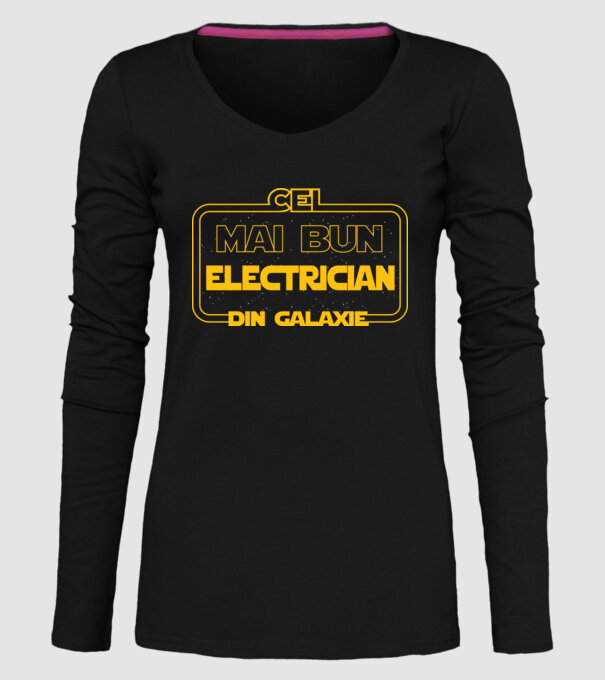 Cel mai bun electrician din galaxie model negru pe tricou