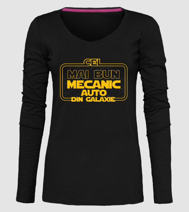 Cel mai bun mecanic auto din galaxie model negru pe tricou