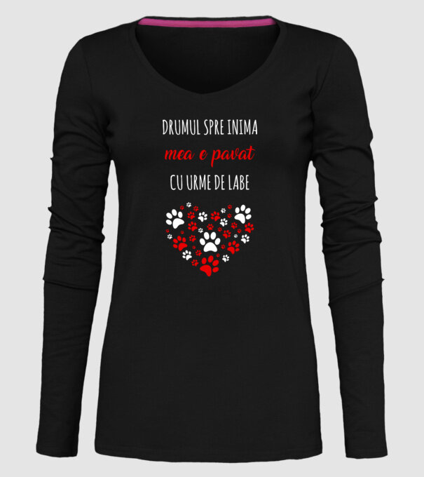 Drumul spre inima mea e pavat cu urme de labe model negru pe tricou