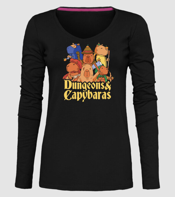 Dungeons and Capybaras model negru pe tricou