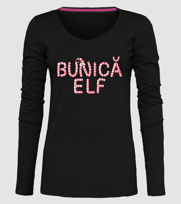 bunică elf model negru pe tricou
