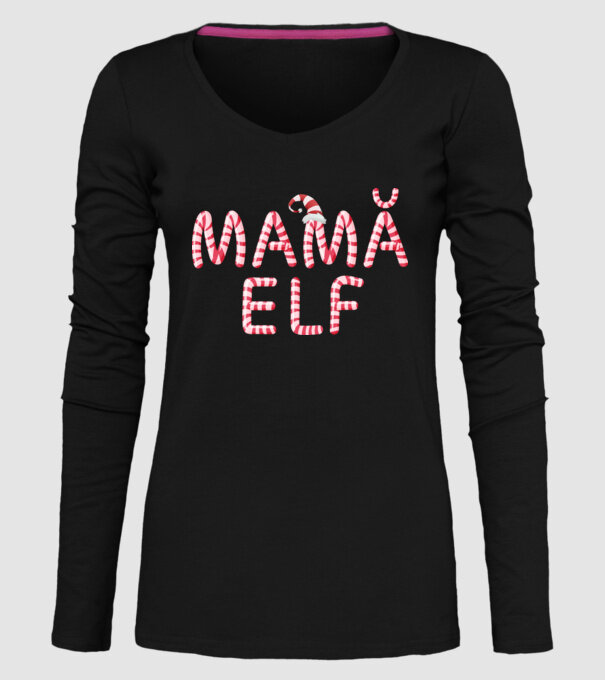 mamă elf model negru pe tricou