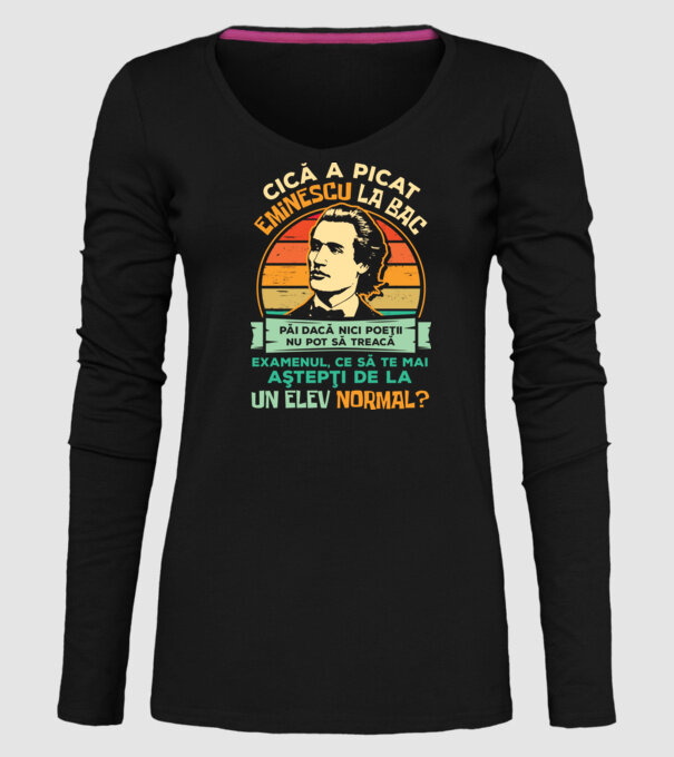 Eminescu model negru pe tricou