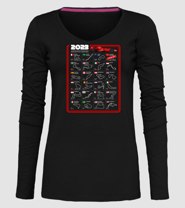 F1 2023 Formula Grand prix calendar model negru pe tricou