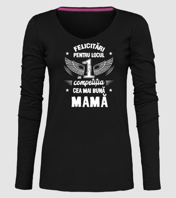 Felicitări pentru locul 1 în competiția Cel mai bun tată! model negru pe tricou