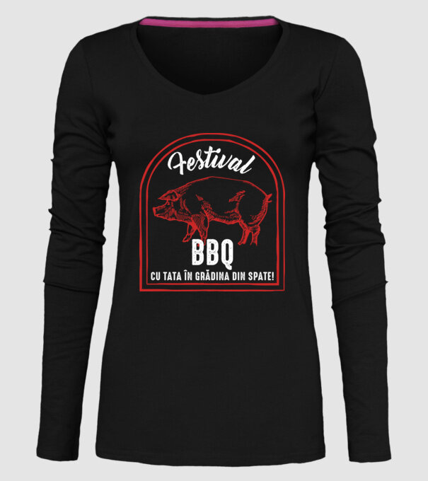 Festival BBQ - cu tata în grădina din spate! model negru pe tricou