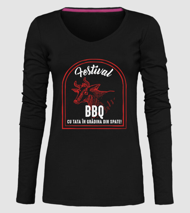 Festival BBQ - cu tata în grădina din spate! model negru pe tricou
