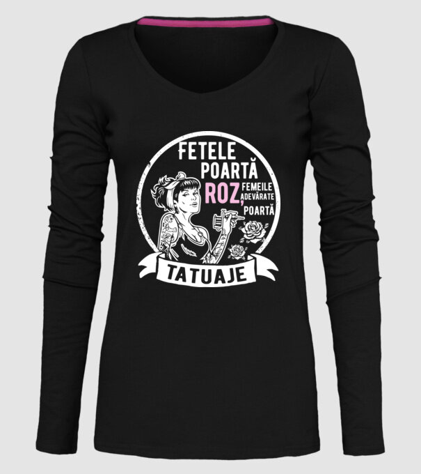 Fetele poartă roz, femeile adevărate poartă tatuaje model negru pe tricou