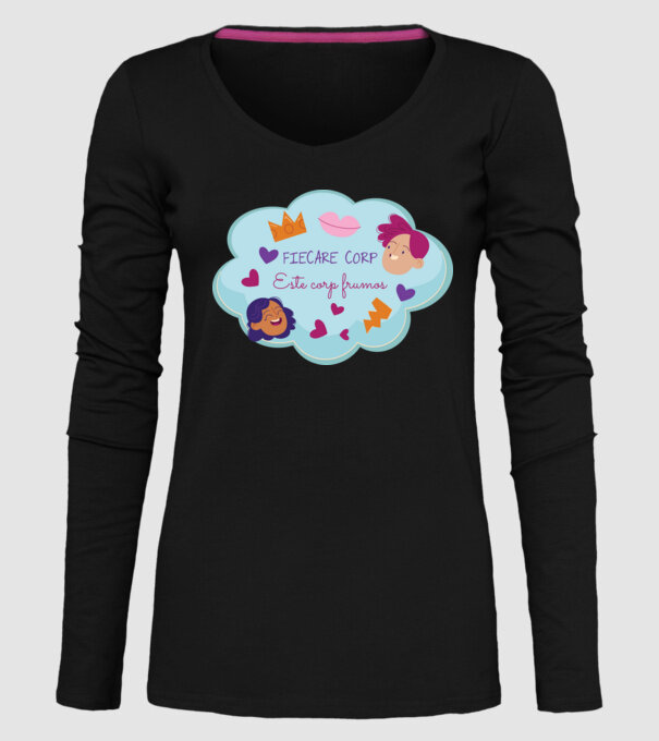 Fiecare corp model negru pe tricou
