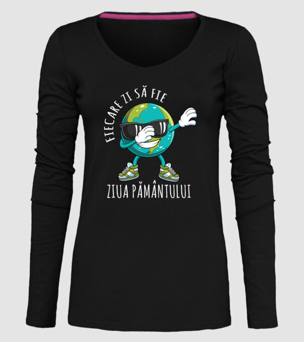 Fiecare zi să fie Ziua Pământului model negru pe tricou