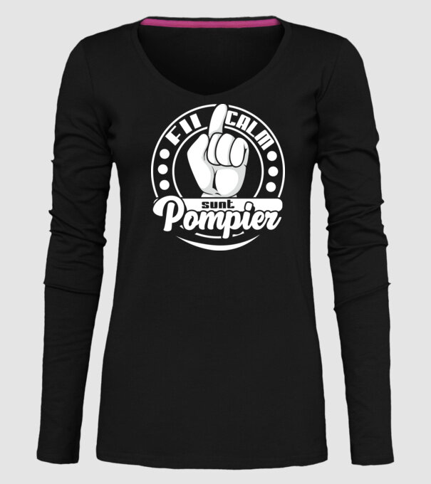 Fii calm... sunt pompier model negru pe tricou