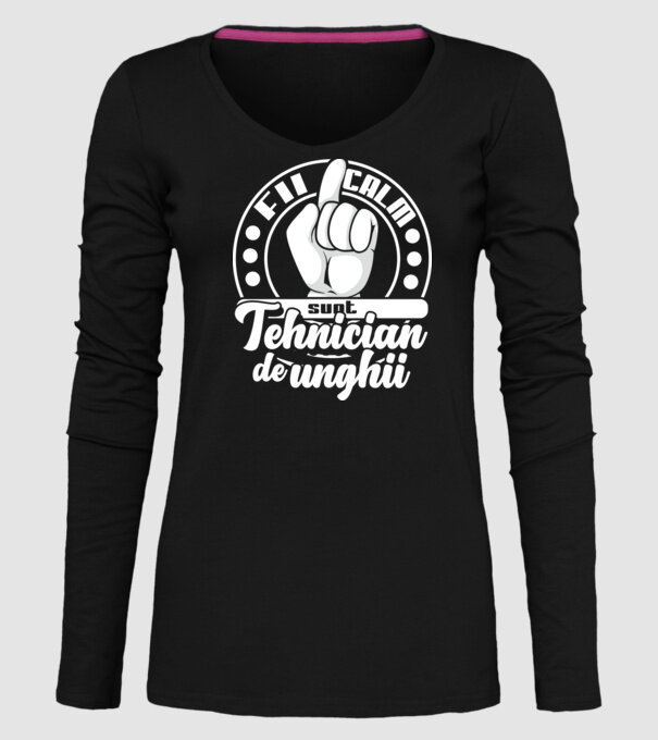 Fii calm... sunt tehnician de unghii model negru pe tricou