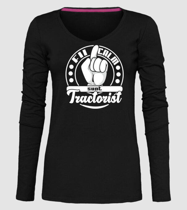 Fii calm... sunt tractorist model negru pe tricou