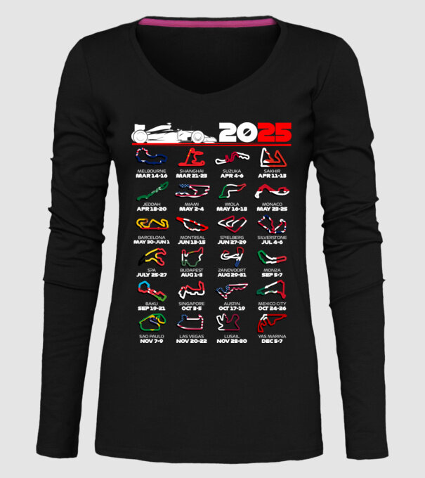 F1 calendar 2025 Negru model negru pe tricou