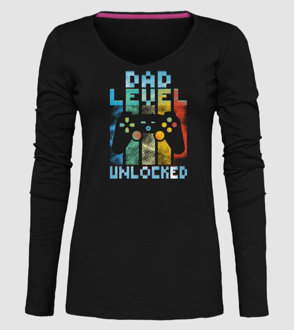 Gamer Dad level unlocked model negru pe tricou