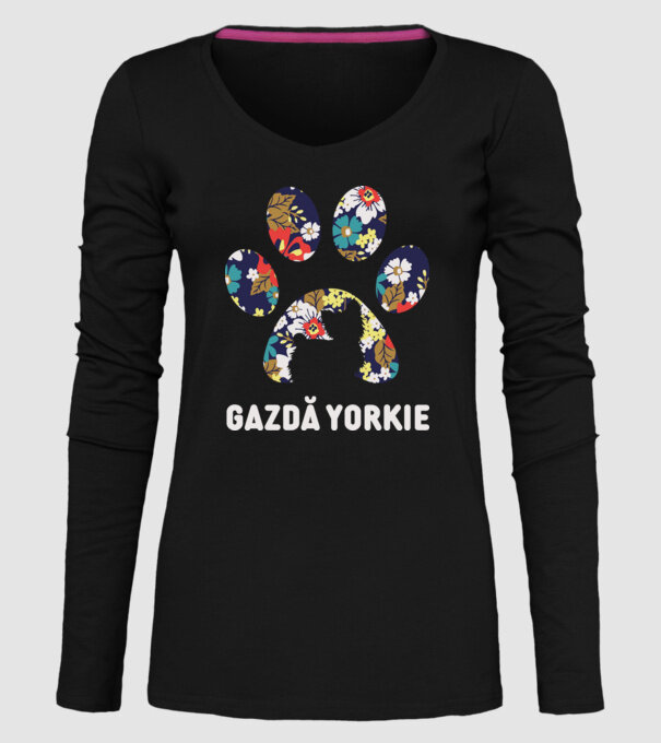Gazdă Yorkie model negru pe tricou