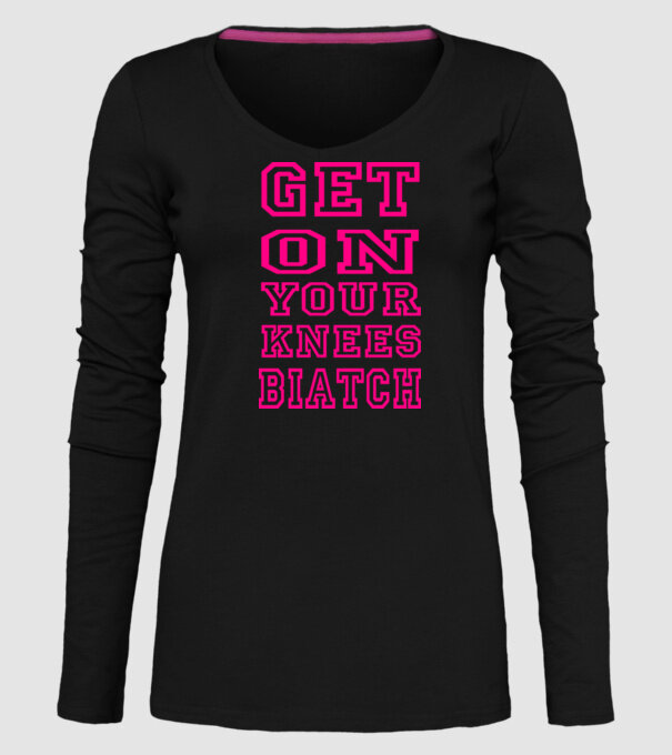 GET ON KNEES model negru pe tricou