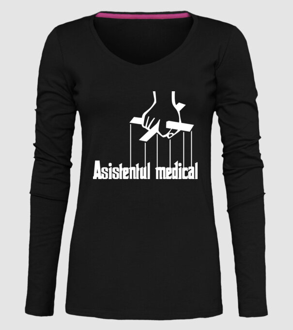 Asistentul medical / Asistenta medicală model negru pe tricou