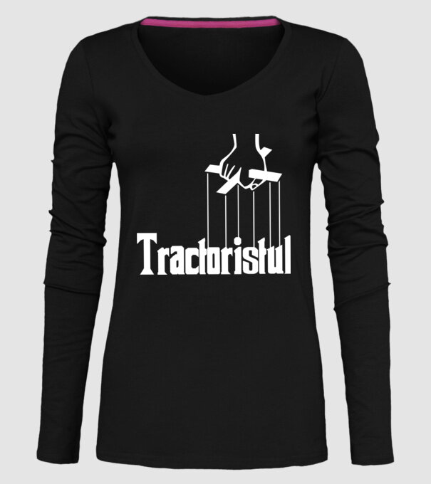 Tractoristul model negru pe tricou