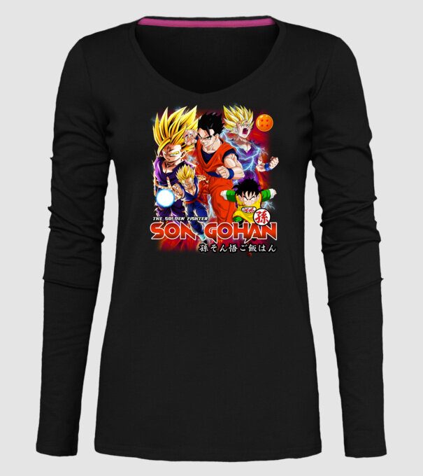 gohan dragonball model negru pe tricou