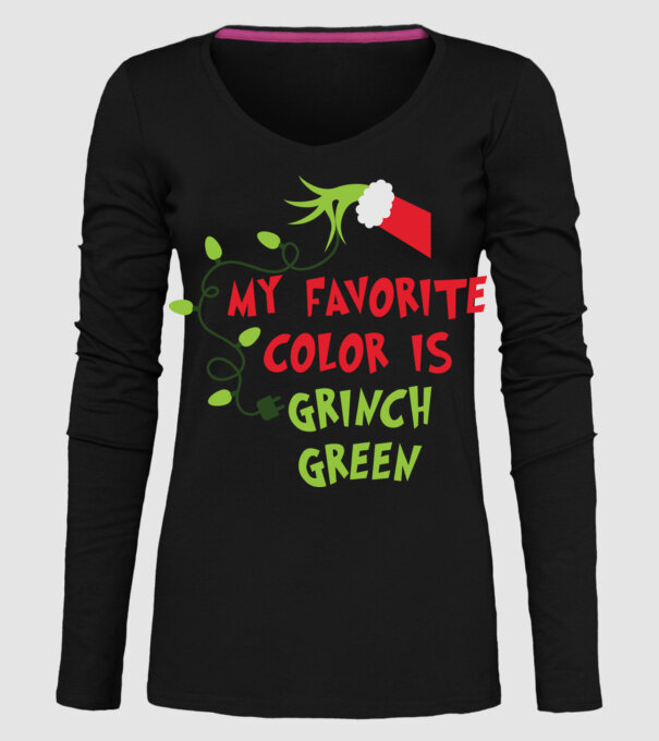 Grinch Green model negru pe tricou